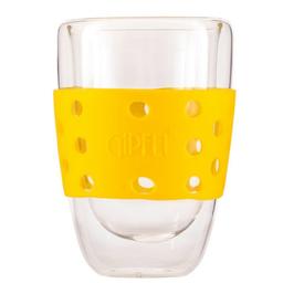 Склянка скляна з подвійними стінками Gipfel Luminossi з силіконовим тримачем 300 мл жовта (7156)