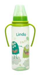 Пляшечка для годування Lindo, з ручками, 250 мл, зелений (Li 139 зел)