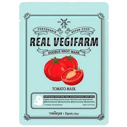 Тканевая маска для лица Fortheskin Super Food Real Vegifarm Double Shot Mask Tomato Томат, 23 мл