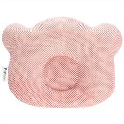 Подушка для младенцев ортопедическая Papaella Мишка, диаметр 8 см, пудровый (8-32377)