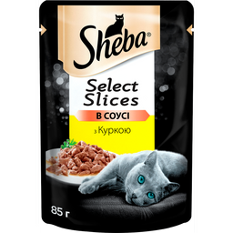 Вологий корм для котів Sheba, з куркою в соусі, 85 г
