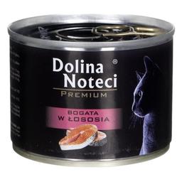 Вологий корм для котів Dolina Noteci Premium cat М'ясні шматочки в соусі з лососем, 185 г