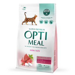 Полнорационный сухой корм для взрослых кошек Optimeal с высоким содержанием телятины, 0,7 кг (B1810502)
