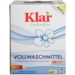 Універсальний органічний пральний порошок Klar EcoSensitive, для білих та кольорових тканин, 2,475 кг