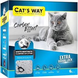 Бентонитовый наполнитель для кошачьего туалета Cat's Way, активированный уголь, черные гранулы, 6 л