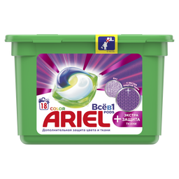 Капсули для прання Ariel Pods Все-в-1+ Екстра захист тканини, 18 шт (81743892)