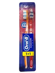 Зубна щітка Oral-B 3-Effect Classic, середня, червоний з помаранчевим, 2 шт.