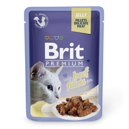 Вологий корм для дорослих котів Brit Premium Cat pouch, з яловичиною, 85 г
