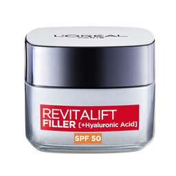 Денний антивіковий крем-догляд L'Oreal Paris Revitalift Filler, для відновлення втраченого об'єму шкіри обличчя, SPF 50, 50 мл (AA302800)