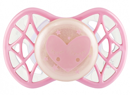 Силиконовая симметричная пустышка Nuvita Air55 Cool Сердце, светится в темноте, 0+ мес., светло-розовый (NV7065GCR)