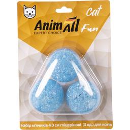 Набір м'ячиків гліцеринових для котів AnimAll Fun Cat AGrizZzly синій 3 шт.