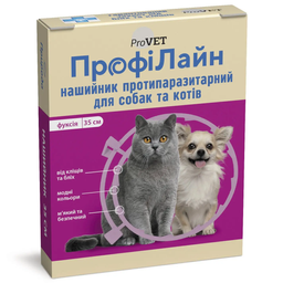 Нашийник для котів та собак ProVET ПрофіЛайн, від зовнішніх паразитів, 35 см, фуксія (PR241021)