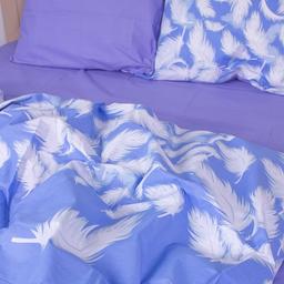 Простыня MirSon Feathers, ранфорс элит, синяя, 240х220 см