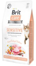 Беззерновой сухой корм для кошек с чувствительным пищеварением Brit Care Cat GF Sensitive Digestion&Delicate Taste, со свежей индейкой и лососем, 7 кг