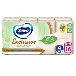 Туалетная бумага Zewa Exclusive Natural Soft, четырехслойная, 16 рулонов