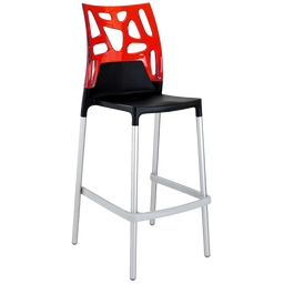 Барный стул Papatya Ego-Rock, черный с красным (431552)