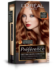 Краска для волос L’Oréal Paris Preference, тон 7,43 (Шангрила. Насыщенный медный), 174 мл (A6212027)