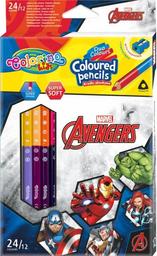 Карандаши цветные Colorino Duo Colors Avengers, двусторонние, с точилкой, 12 шт., 24 цвета (91406PTR)
