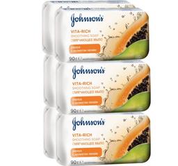 Набор мыла Johnson's Body Care Vita Rich Смягчающее, с экстрактом папайи, 540 г (6 шт., по 90 г)