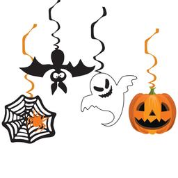 Подвеска-спираль бумажная Yes! Fun Halloween, 80 см, Веселый Хэллоуин, 4 шт. (973638)