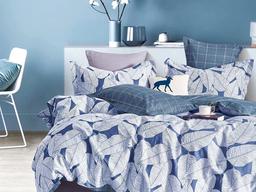 Комплект постельного белья Ecotton, твил-сатин, двуспальный, 210х175 см, синий (23329)