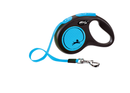 Поводок-рулетка Flexi Neon S, для собак до 15 кг, лента 5 м, синий (CL11T5.251.S NEOBL)