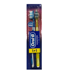 Зубна щітка Oral-B 3-Effect Classic, середня, синя з жовтим, 2 шт.