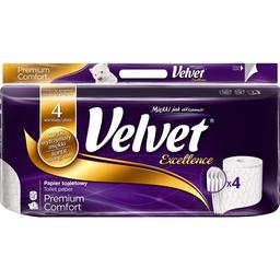 Туалетная бумага Velvet Екселент Премиум Комфорт, четырехслойная, 8 рулонов