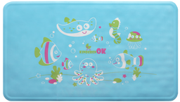 Дитячий гумовий килимок для ванної KinderenOK, розмір M, 58х34 см, блакитний з малюнком (071115)