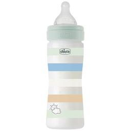 Пляшечка для годування Chicco Well-Being Colors, з силіконовою соскою 2м+, 250 мл, м'ятна (28623.21)