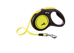 Повідець-рулетка Flexi Neon S, для собак до 15 кг, стрічка 5 м, жовтий (CL11T5.251.S NEOGE)