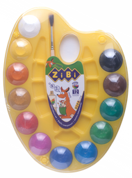 Акварельные краски на палитре ZiBi Kids Line, 12 цветов, желтый (ZB.6558-08)