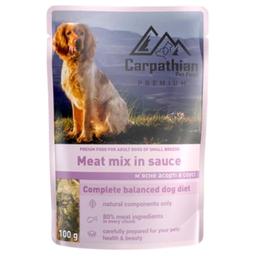 Вологий корм для собак Carpathian Pet Food М'ясне асорті в соусі (курка, яловичина, індичка, риба), 100 г