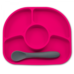 Силіконова тарілка на присосці з ложкою BBluv, рожевий (B0153-P)