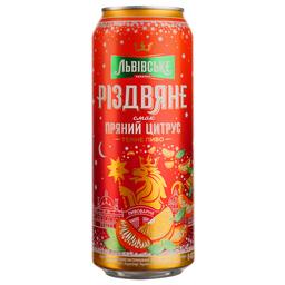 Пиво Львівське Рождественское Пряный цитрус, темное, 4%, ж/б, 0,48 л