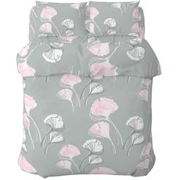 Комплект постельного белья Home Line Гинко Билоба 215х143 см серо-розовый (173538)