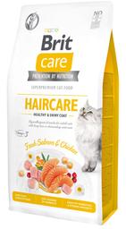 Беззерновий сухий корм для котів, які потребують догляду за шкірою і шерстю, Brit Care Cat GF Haircare Healthy&Shiny Coat, з лососем і куркою, 7 кг