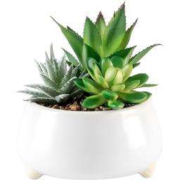 Горшок с искусственным растением МВМ My Home, 12 см, белый (DH-FLOWERS-16 GREEN/WHITE)