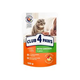 Вологий корм для котів Club 4 Paws з куркою в соусі, 100 г