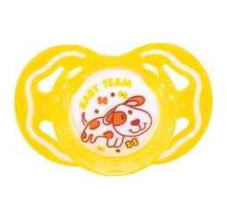 Пустышка силиконовая Baby Team, ортодонтическая, 6+ мес., желтый (3011_желтый)