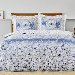 Комплект постельного белья Karaca Home Amelia mavi, ранфорс, евростандарт, голубой (svt-2000022298599)