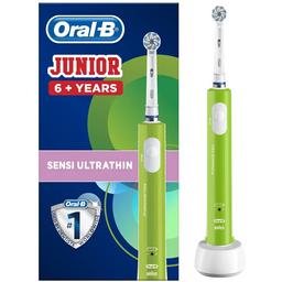 Електрична зубна щітка Oral-B Junior Sensi Ultrathin D16.513.1 м'яка зелена