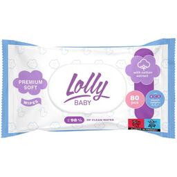 Вологі серветки Lolly Baby Premium Soft, з клапаном, 80 шт.