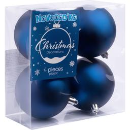 Набор новогодних шаров Novogod'ko матовый 8 см синий 4 шт. (974526)