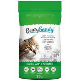 Наполнитель для кошачьего туалета Benty Sandy Green Apple Scented бентонитовый з ароматом зеленого яблука цветные гранулы 20 л