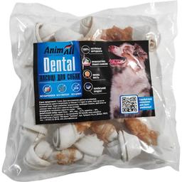 Ласощі для собак AnimAll Dental кістка баварська вузлова №2L, з м'ясом курки, 10-12 см, 10 шт.