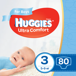 Подгузники для мальчиков Huggies Ultra Comfort 3 (5-9 кг), 80 шт.