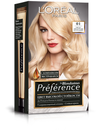 Краска для волос L’Oréal Paris Preference, тон 01 (Светло-светло-русый натуральный), 174 мл (A6210327)