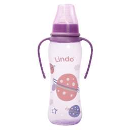 Пляшечка для годування Lindo, вигнута з ручками, 250 мл, фіолетовий (Li 135 фіол)