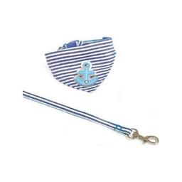 Набор ошейник и поводок Croci Bandana Sailor, c банданой, 20-30х0,8/0,8х120 см, голубой (C5079921)